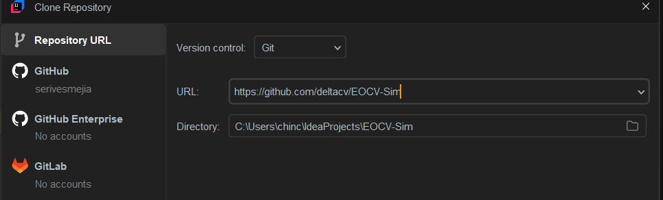 Click on “clone” after entering the URL